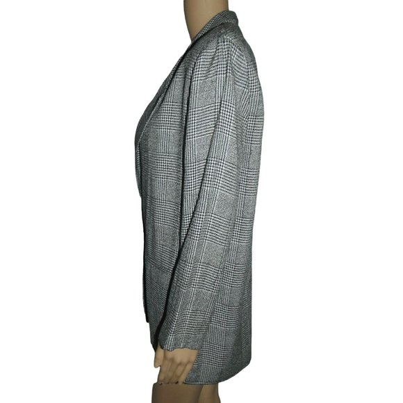 Vtg Michael & Company Blazer Sz Medium Black White Houndstooth Boyfriend Jacket - Picture 5 of 9